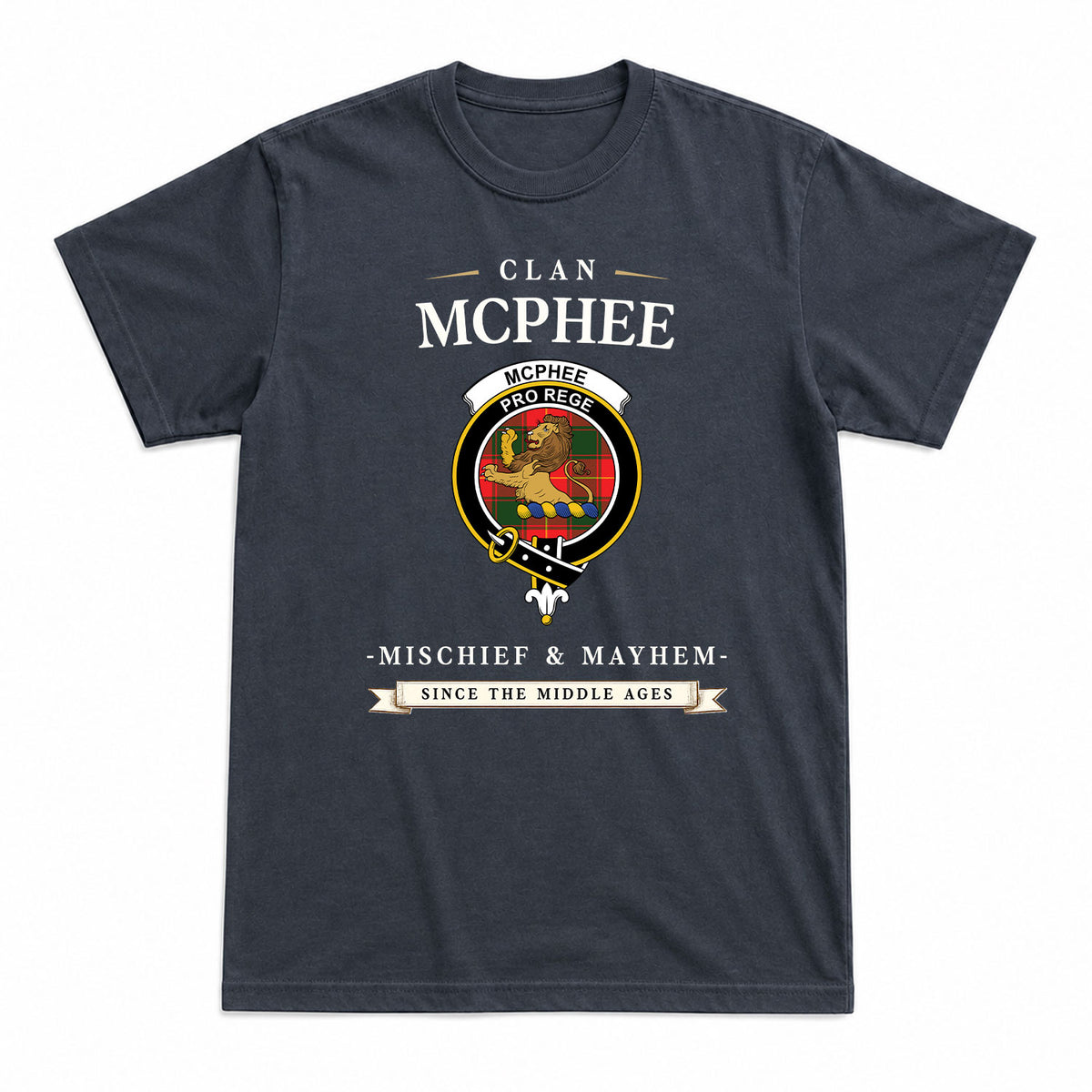McPhee Tartan Crest Mischief and Mayhem T-shirt