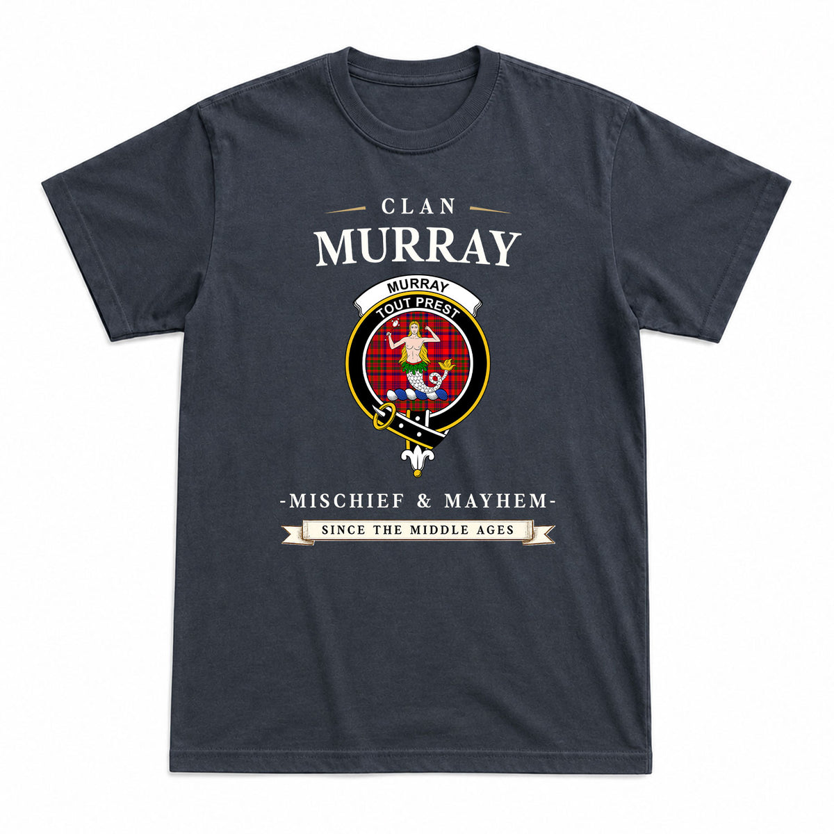Murray of Tulloch Modern Tartan Crest Mischief and Mayhem T-shirt