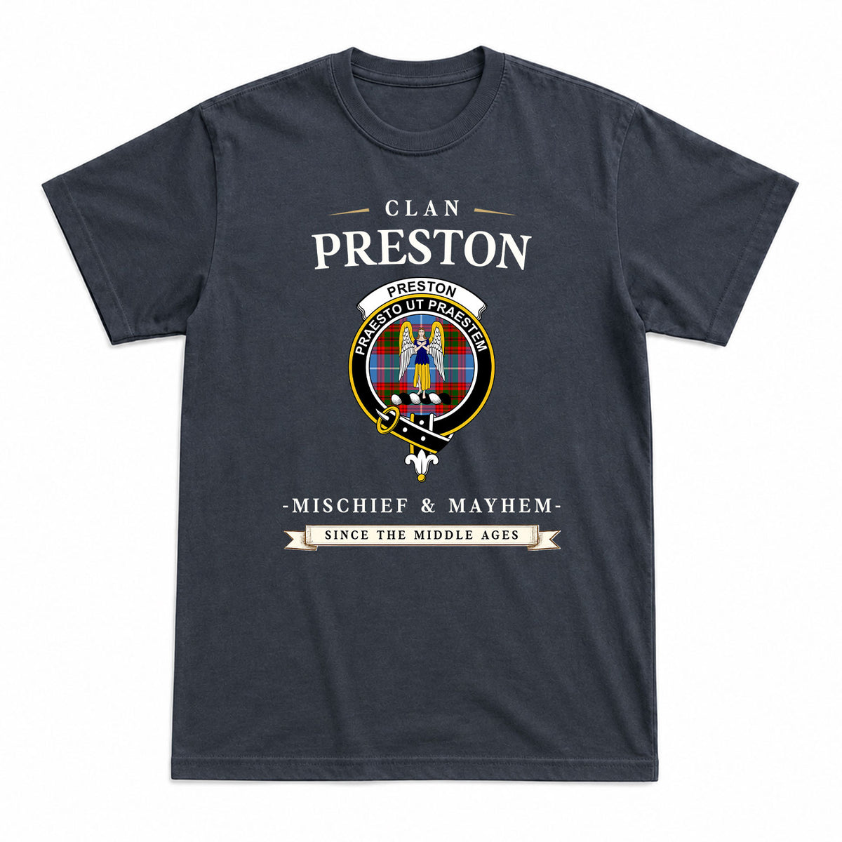 Preston Tartan Crest Mischief and Mayhem T-shirt