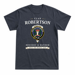 Robertson Hunting Modern Tartan Crest Mischief and Mayhem T-shirt