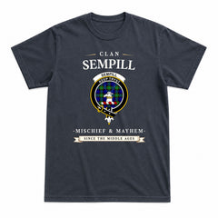 Sempill Modern Tartan Crest Mischief and Mayhem T-shirt