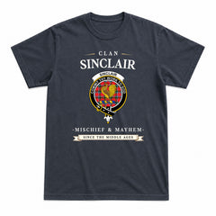 Sinclair Modern Tartan Crest Mischief and Mayhem T-shirt