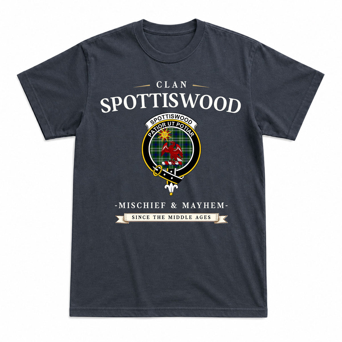 Spottiswood Tartan Crest Mischief and Mayhem T-shirt