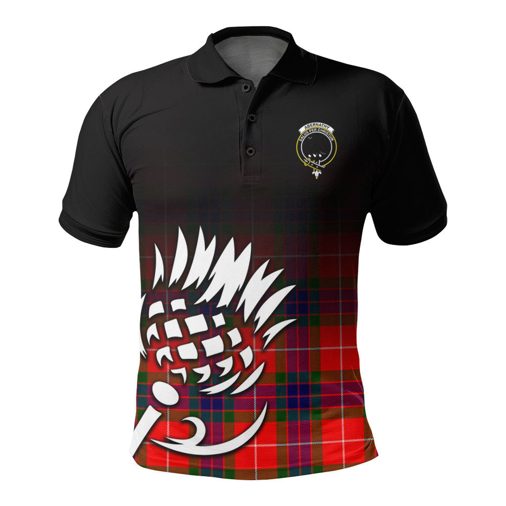 Abernathy Tartan Crest Polo Shirt - Thistle Black Style