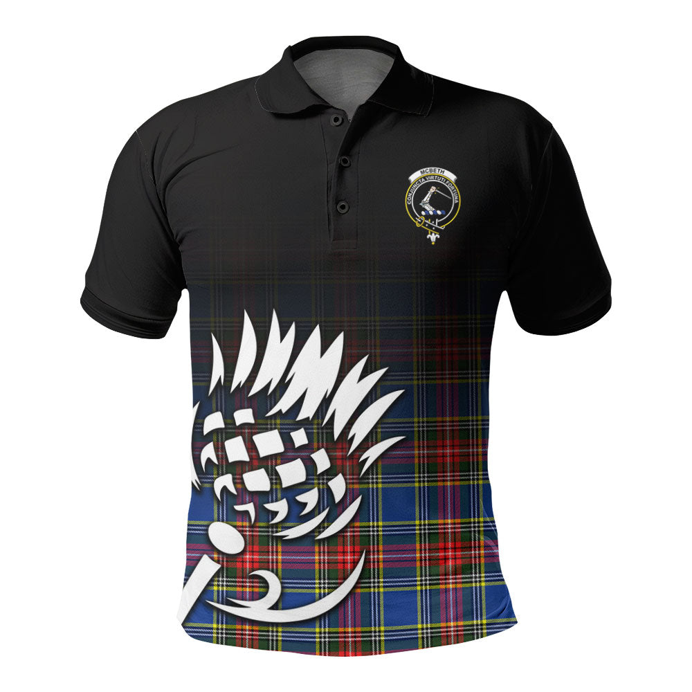 McBeth Modern Tartan Crest Polo Shirt - Thistle Black Style