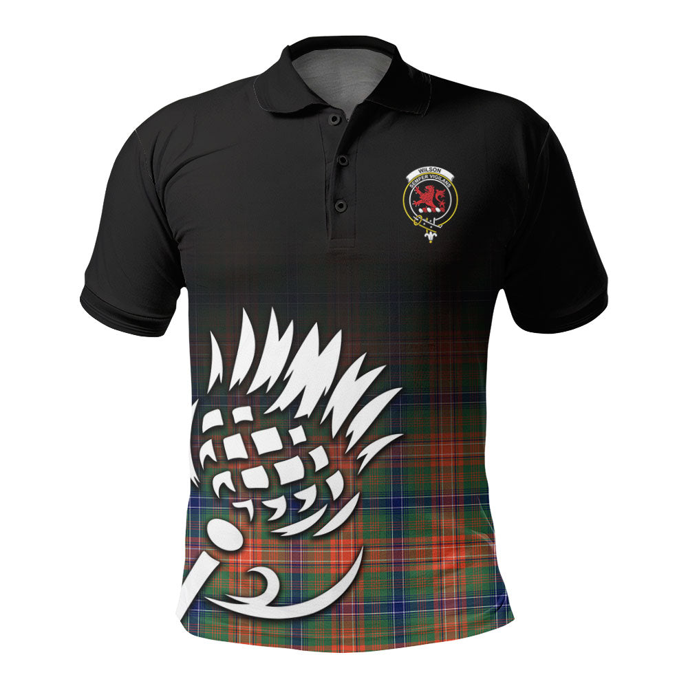 Wilson Ancient Tartan Crest Polo Shirt - Thistle Black Style