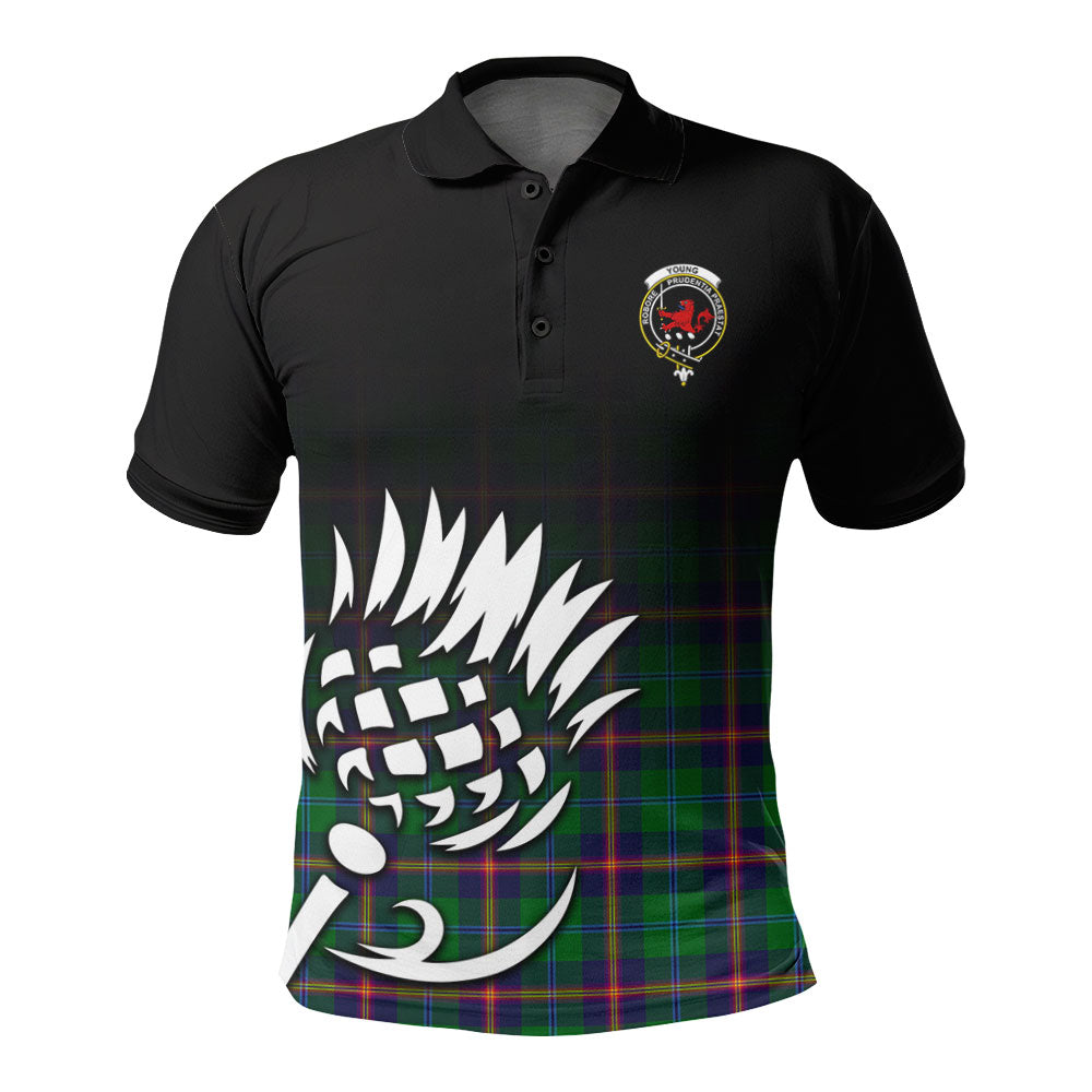 Young Modern Tartan Crest Polo Shirt - Thistle Black Style
