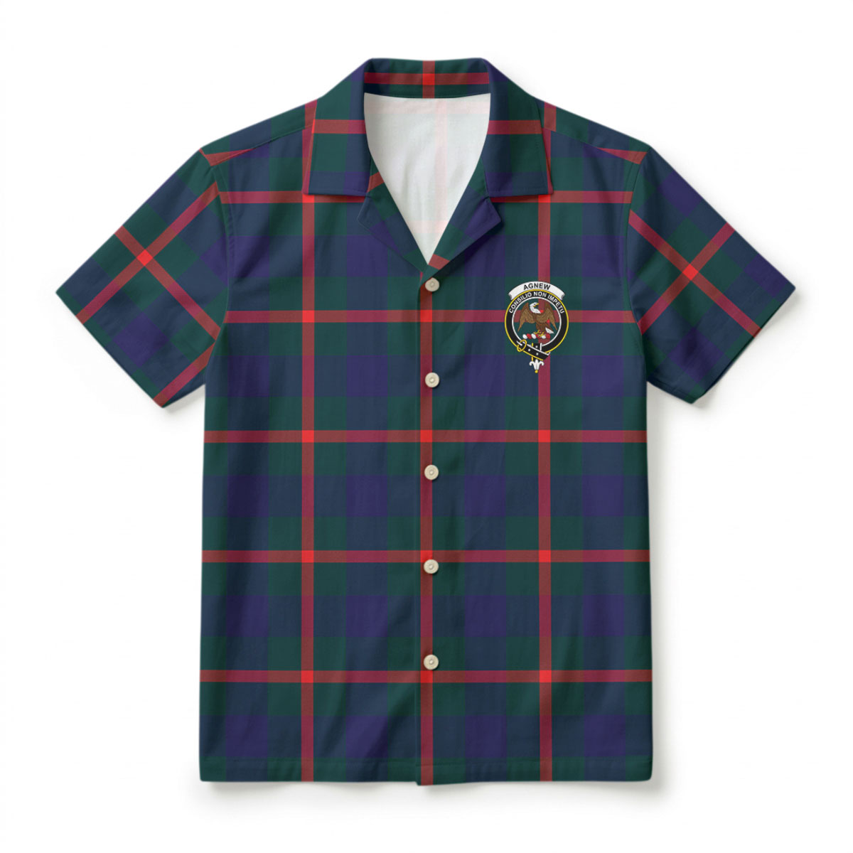 Agnew Modern Tartan Crest Hawaiian Shirt