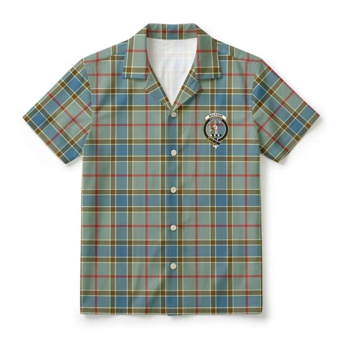 Balfour Blue Tartan Crest Hawaiian Shirt