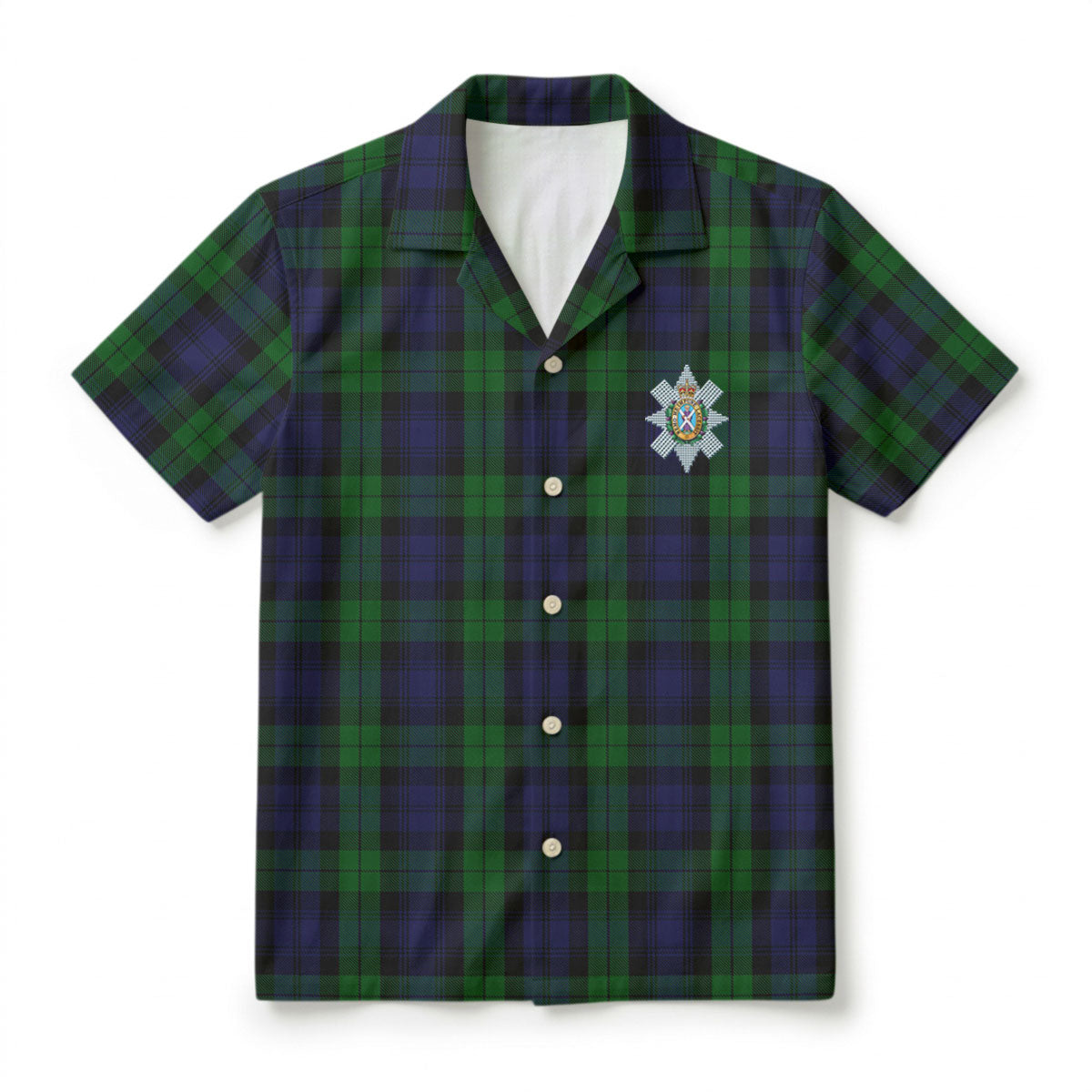 Black Watch Tartan Crest Hawaiian Shirt