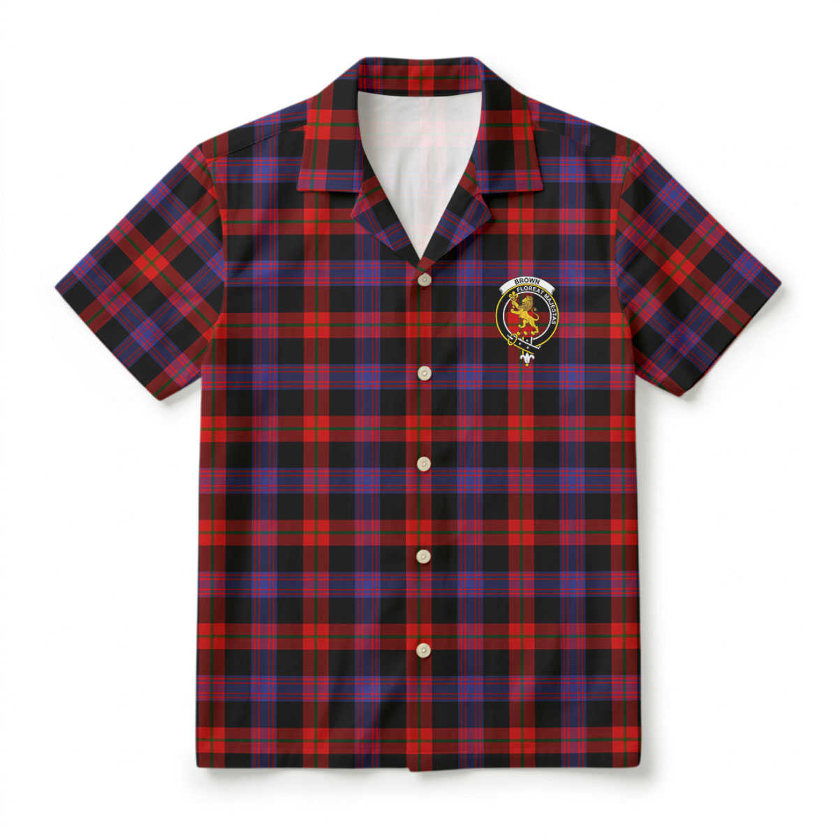 Brown Modern Tartan Crest Hawaiian Shirt