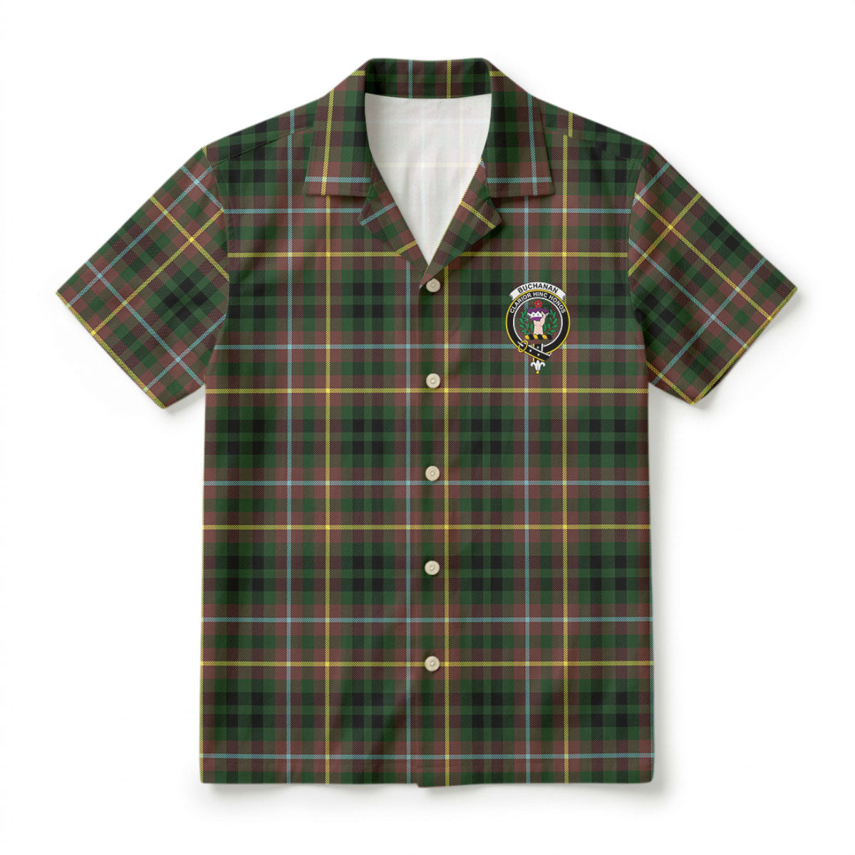 Buchanan Hunting Tartan Crest Hawaiian Shirt