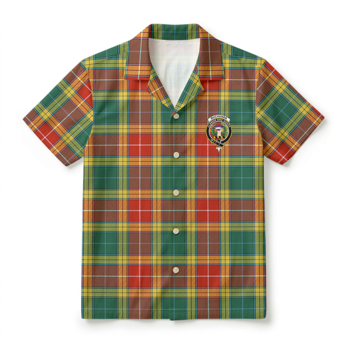 Buchanan Old Sett Tartan Crest Hawaiian Shirt