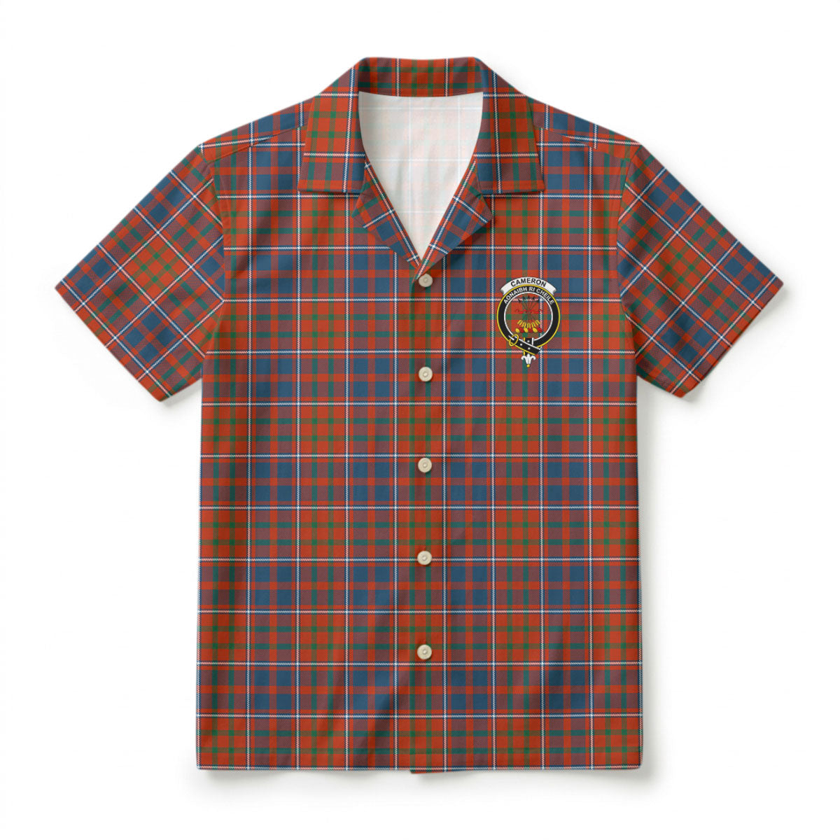 Cameron of Lochiel Ancient Tartan Crest Hawaiian Shirt
