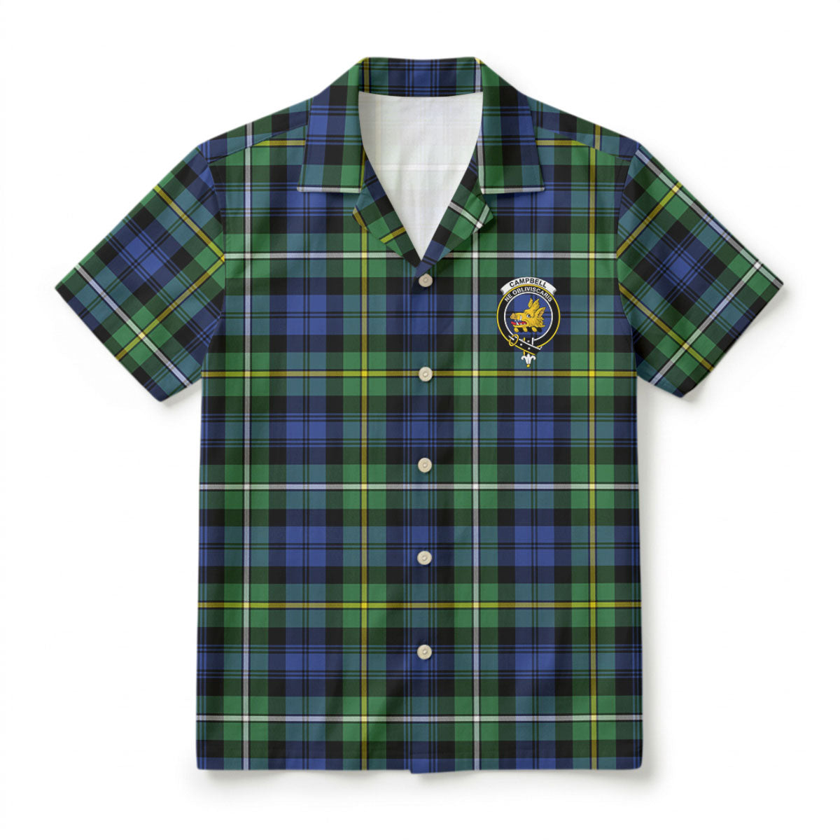 Campbell Argyll Ancient Tartan Crest Hawaiian Shirt