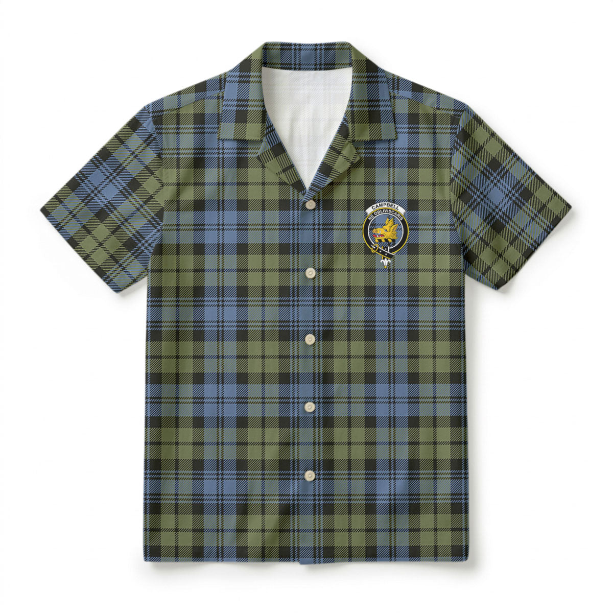 Campbell Faded Tartan Crest Hawaiian Shirt