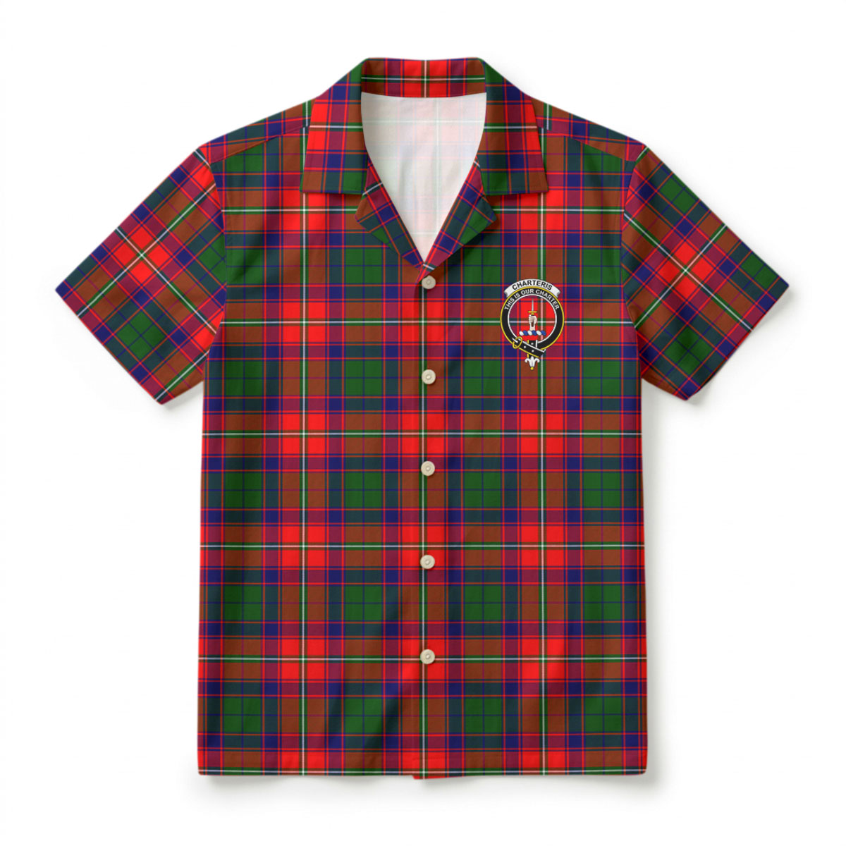 Charteris (Earl of Wemyss) Tartan Crest Hawaiian Shirt