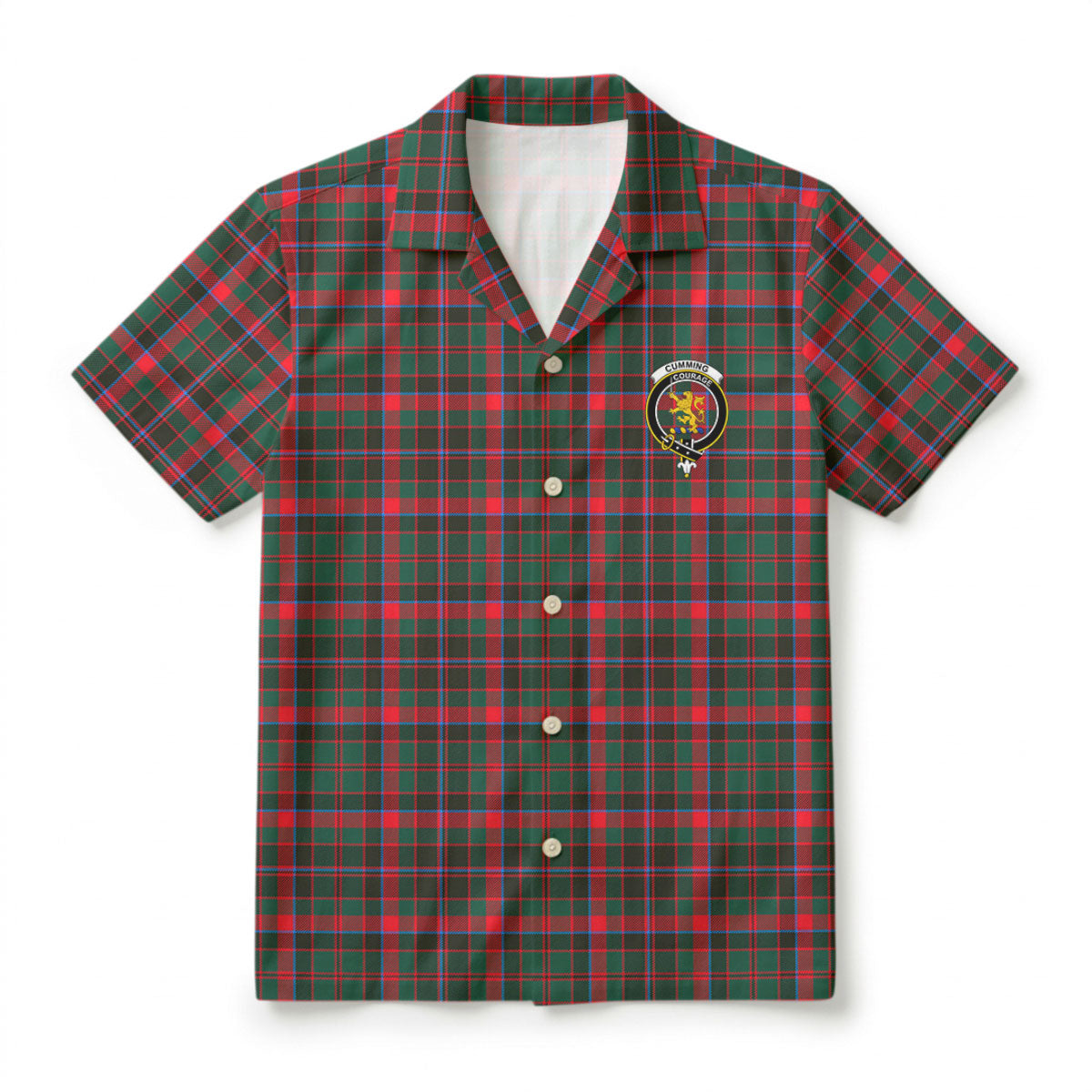 Cumming Hunting Modern Tartan Crest Hawaiian Shirt