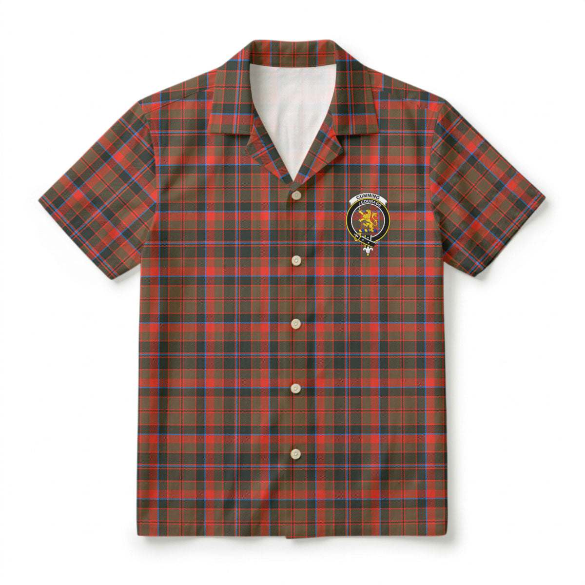Cumming Hunting Weathered Tartan Crest Hawaiian Shirt