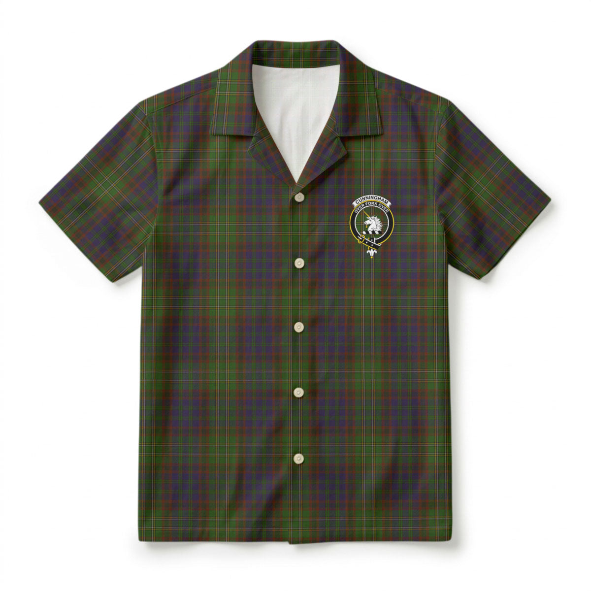 Cunningham Hunting Modern Tartan Crest Hawaiian Shirt