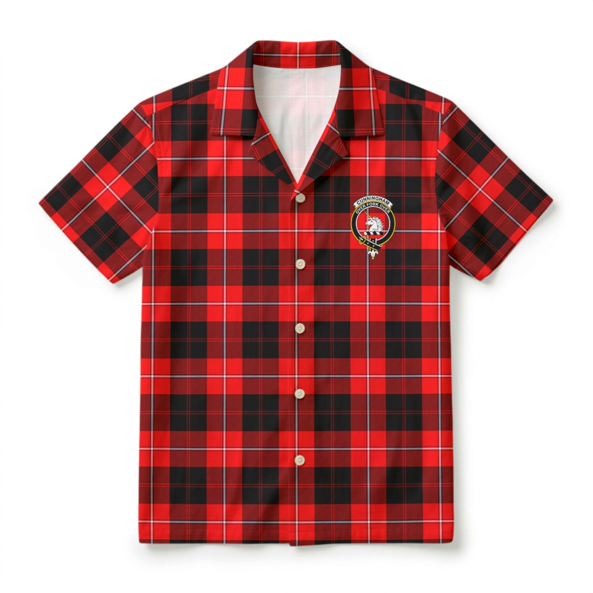 Cunningham Modern Tartan Crest Hawaiian Shirt