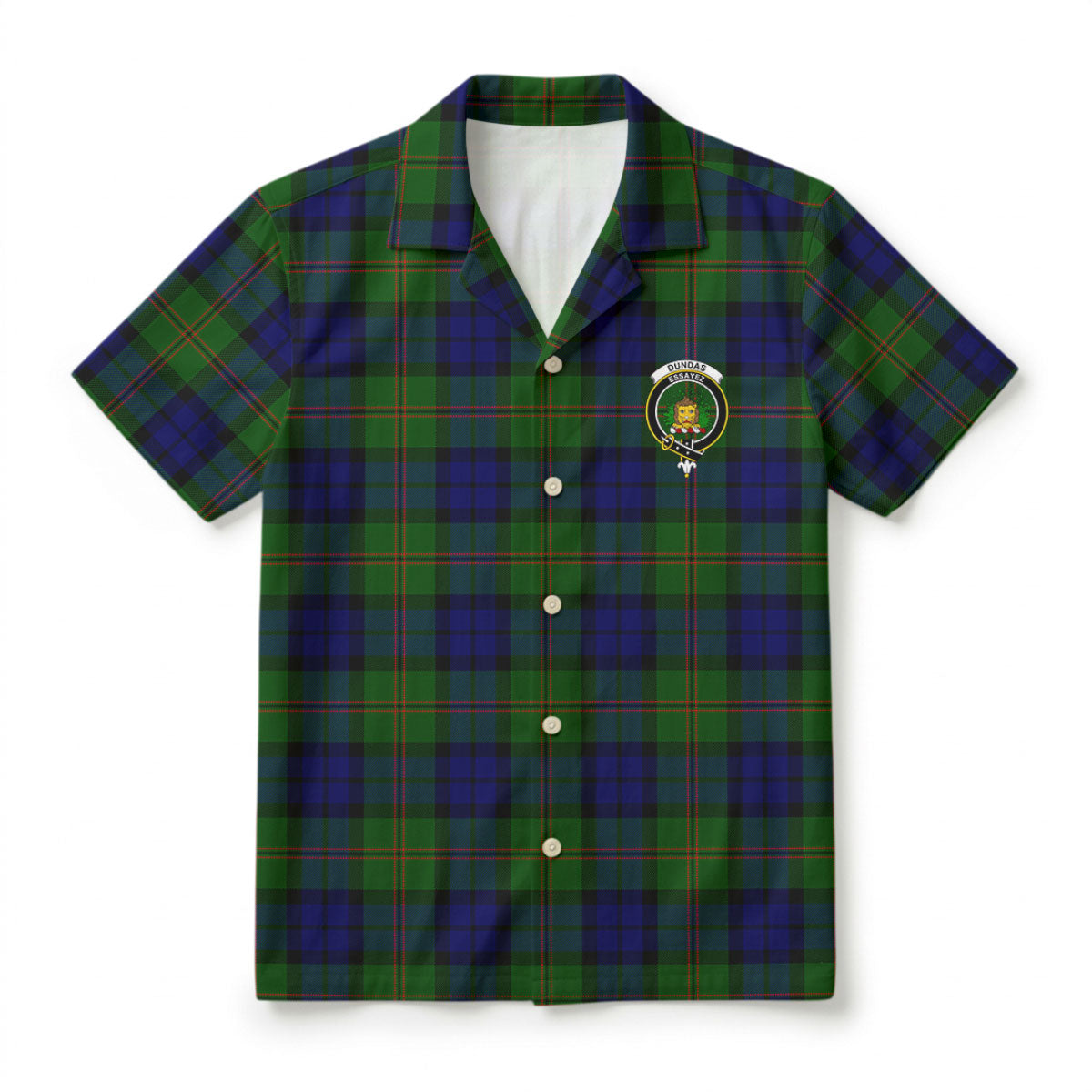 Dundas Modern Tartan Crest Hawaiian Shirt