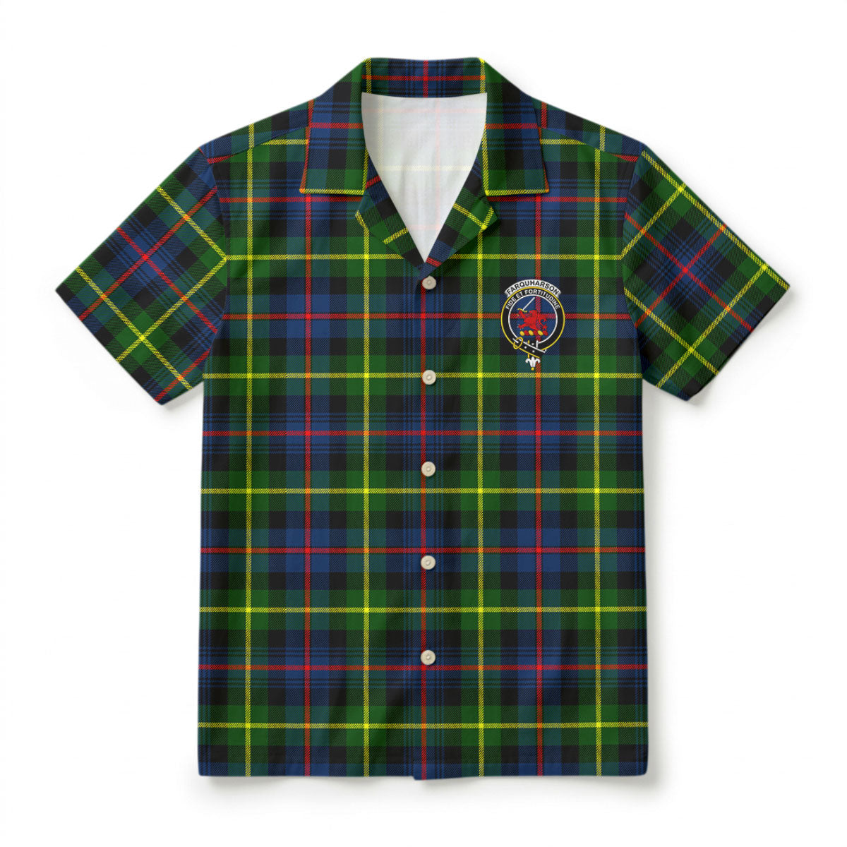 Farquharson Modern Tartan Crest Hawaiian Shirt