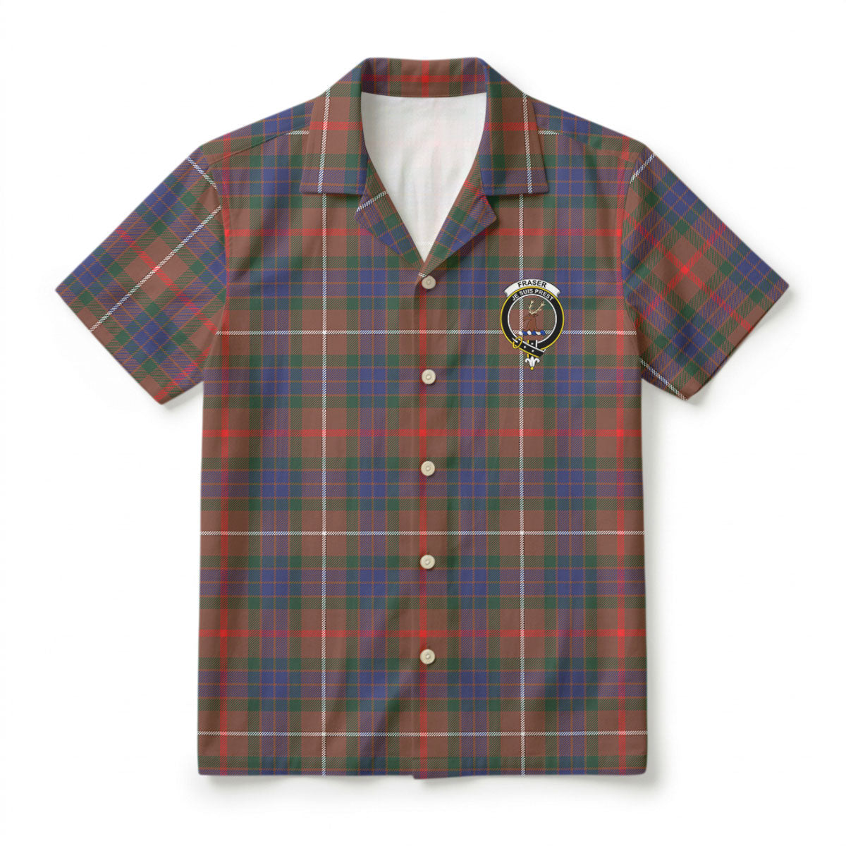 Fraser (of Lovat) Hunting Modern Tartan Crest Hawaiian Shirt