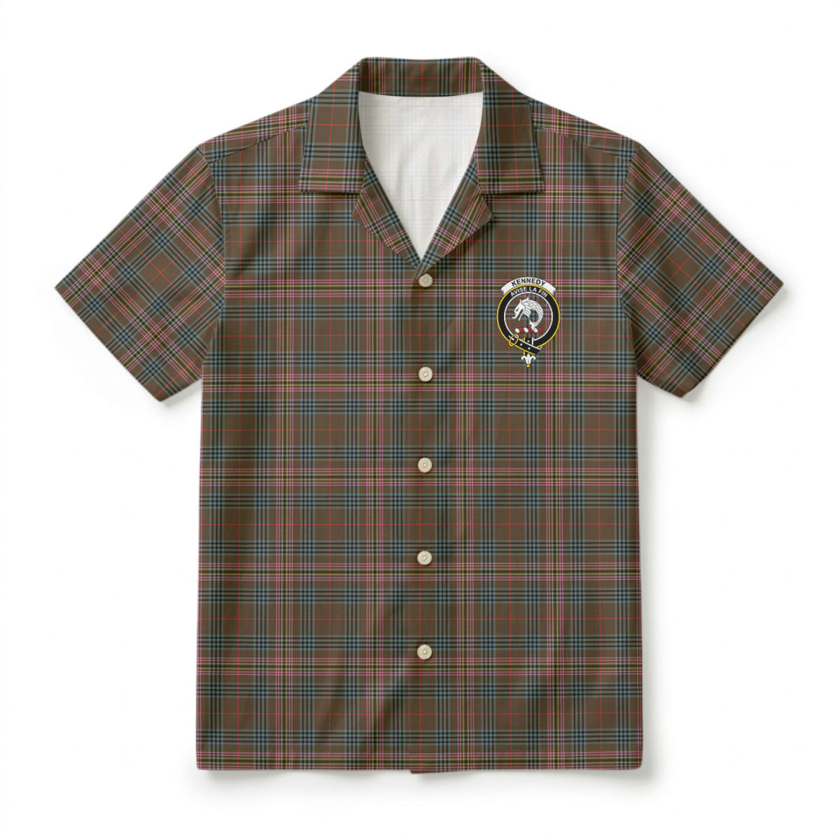 Kennedy Weathered Tartan Crest Hawaiian Shirt