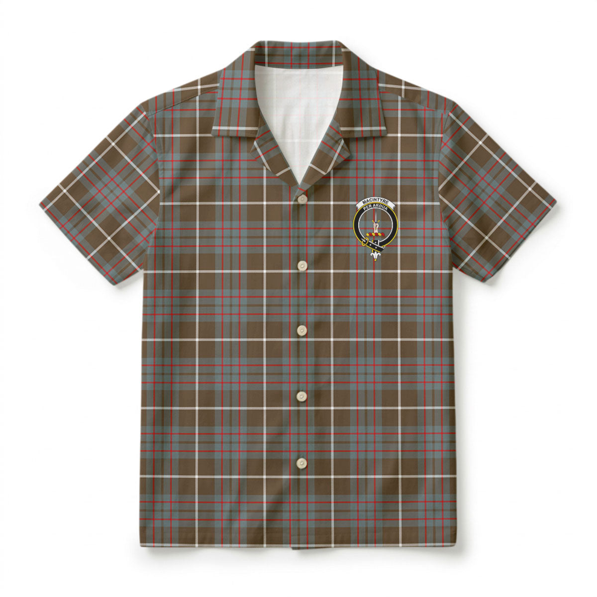 MacIntyre Hunting Weathered Tartan Crest Hawaiian Shirt