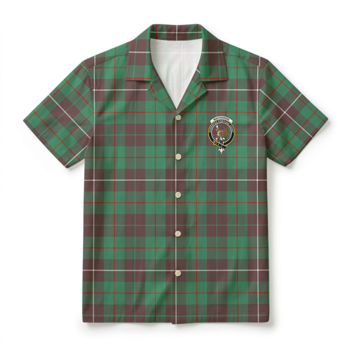 MacKinnon Hunting Ancient Tartan Crest Hawaiian Shirt