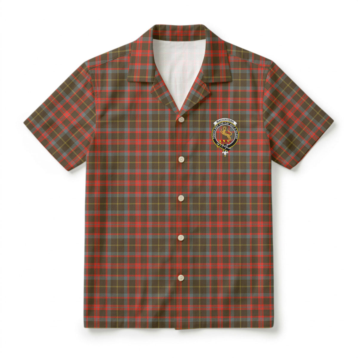 MacKintosh Hunting Weathered Tartan Crest Hawaiian Shirt