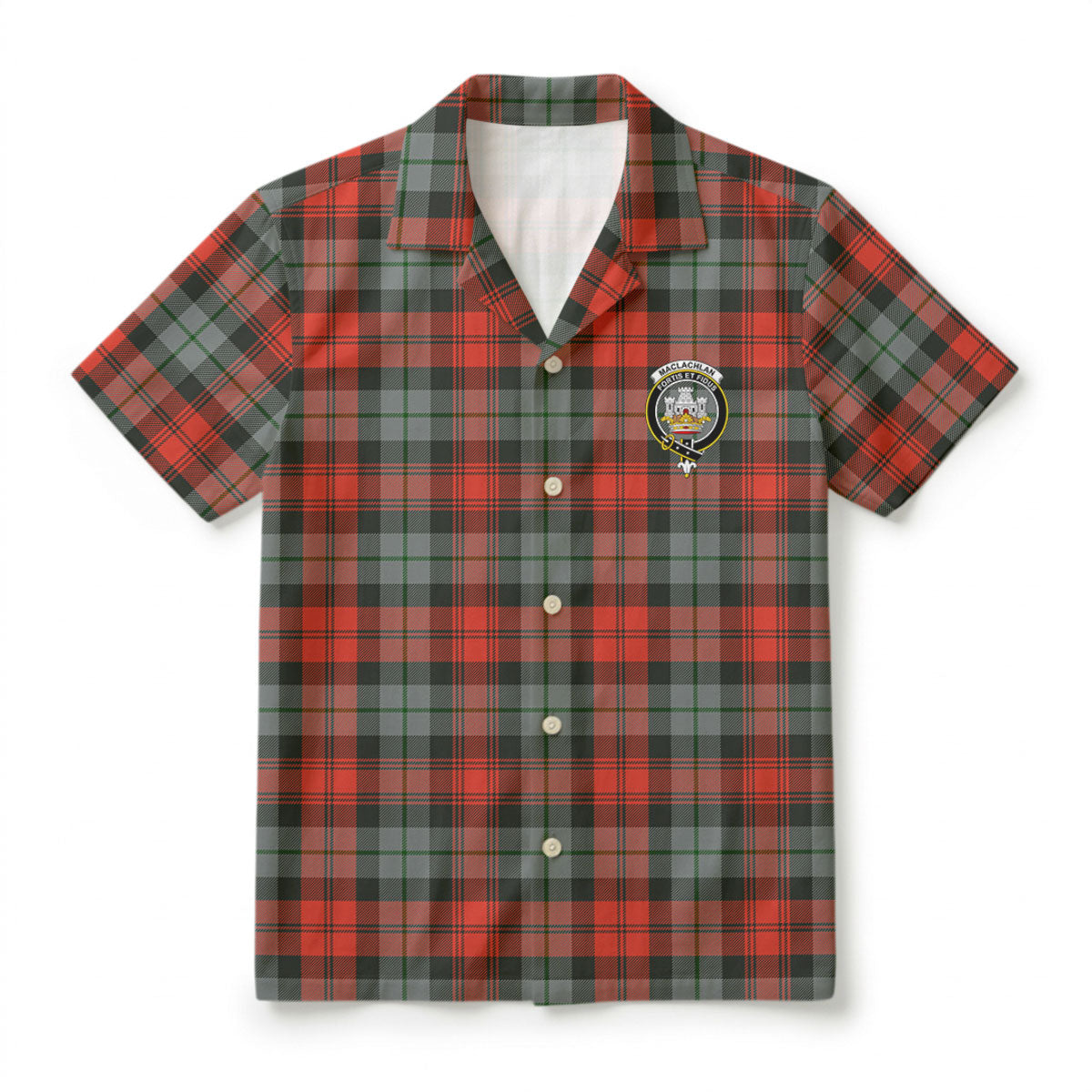 MacLachlan Weathered Tartan Crest Hawaiian Shirt