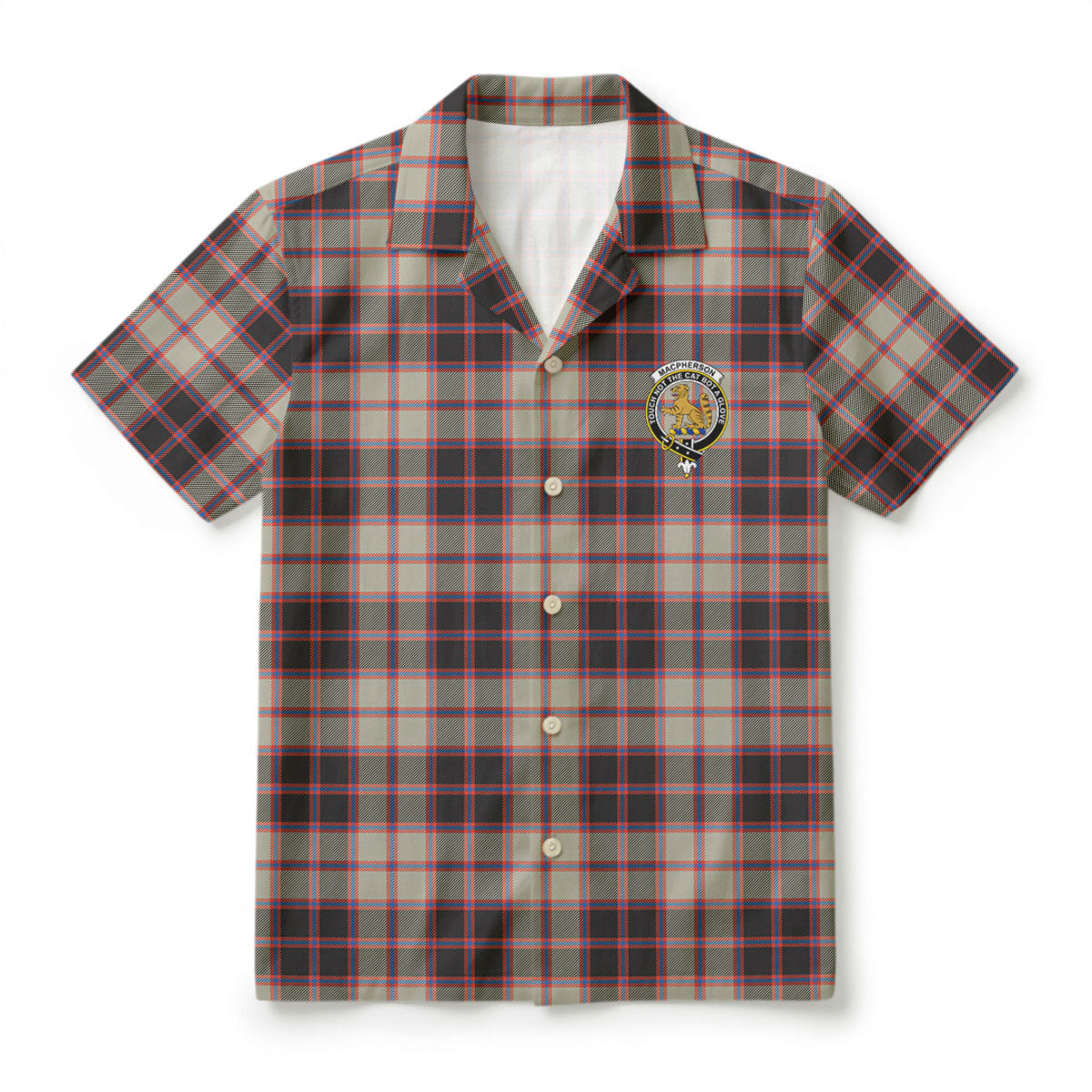 MacPherson Hunting Ancient Tartan Crest Hawaiian Shirt