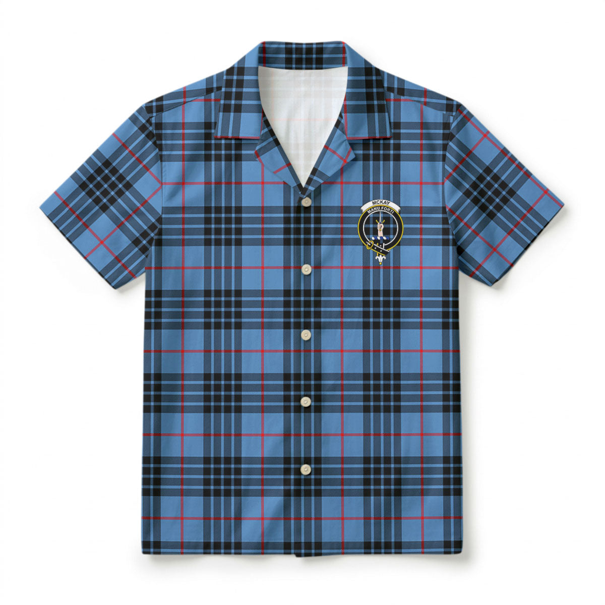 McKay Blue Tartan Crest Hawaiian Shirt