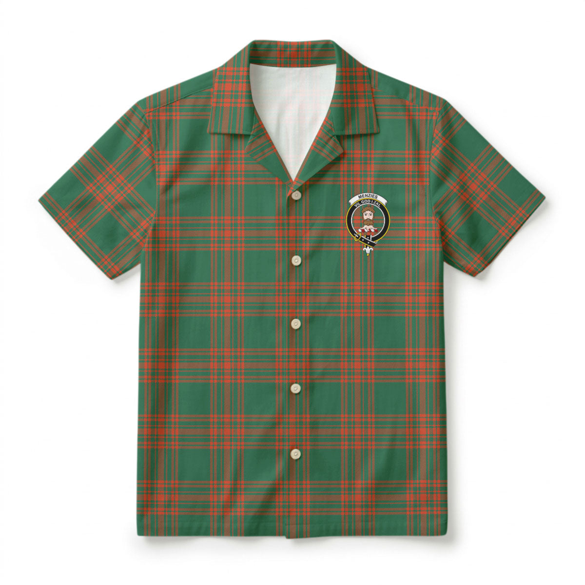 Menzies Green Ancient Tartan Crest Hawaiian Shirt