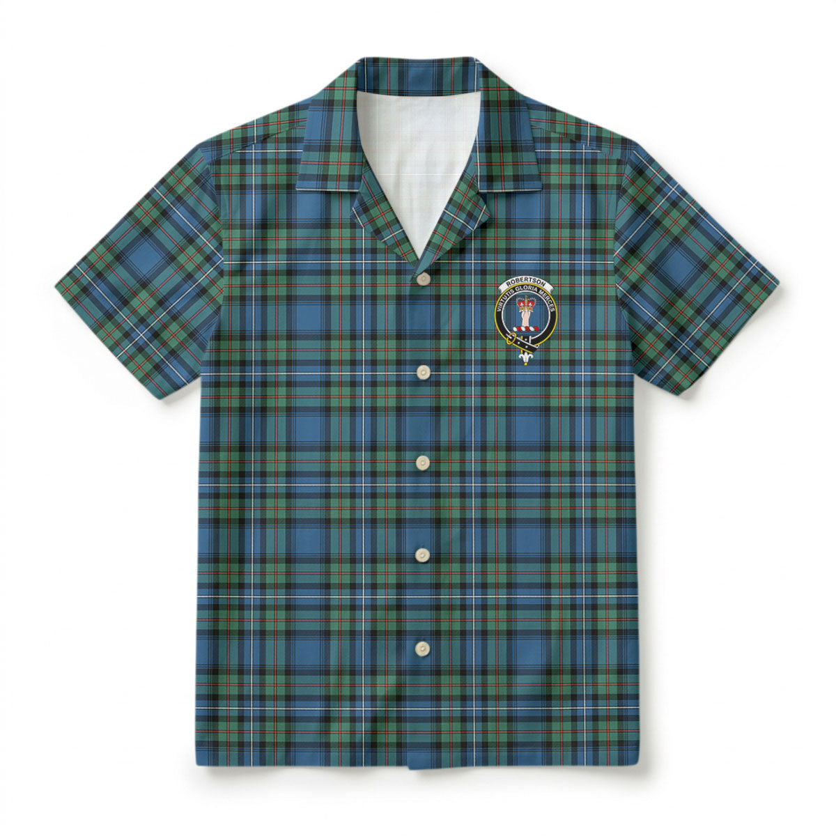 Robertson Hunting Ancient Tartan Crest Hawaiian Shirt