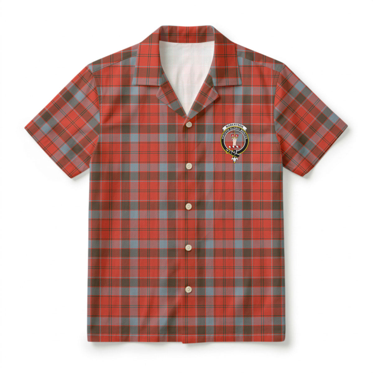 Robertson Weathered Tartan Crest Hawaiian Shirt