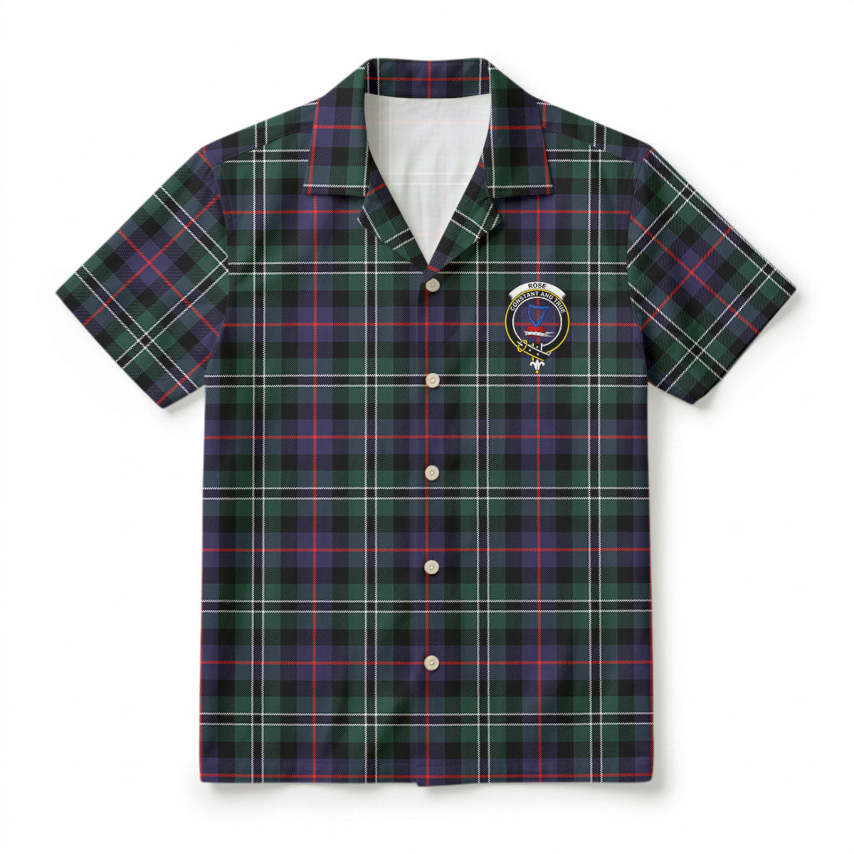 Rose Hunting Modern Tartan Crest Hawaiian Shirt