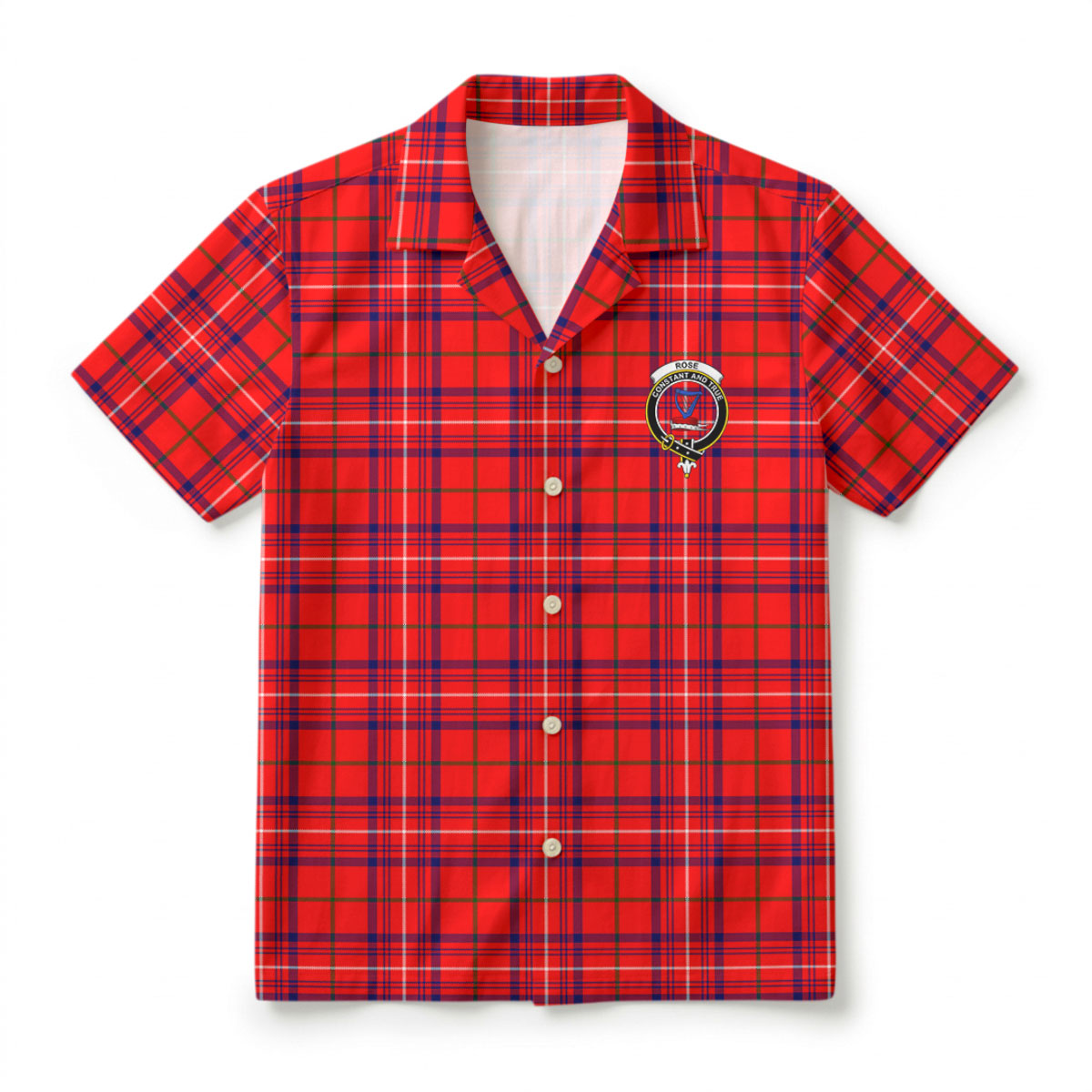 Rose Modern Tartan Crest Hawaiian Shirt
