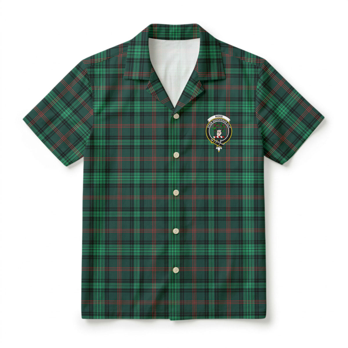Ross Hunting Modern Tartan Crest Hawaiian Shirt