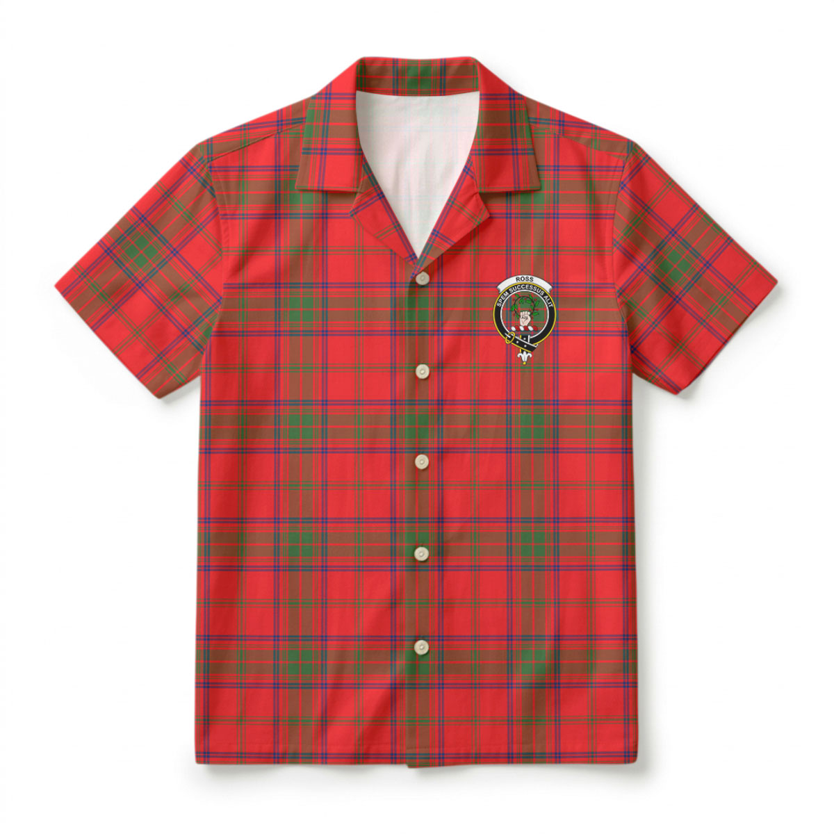 Ross Modern Tartan Crest Hawaiian Shirt