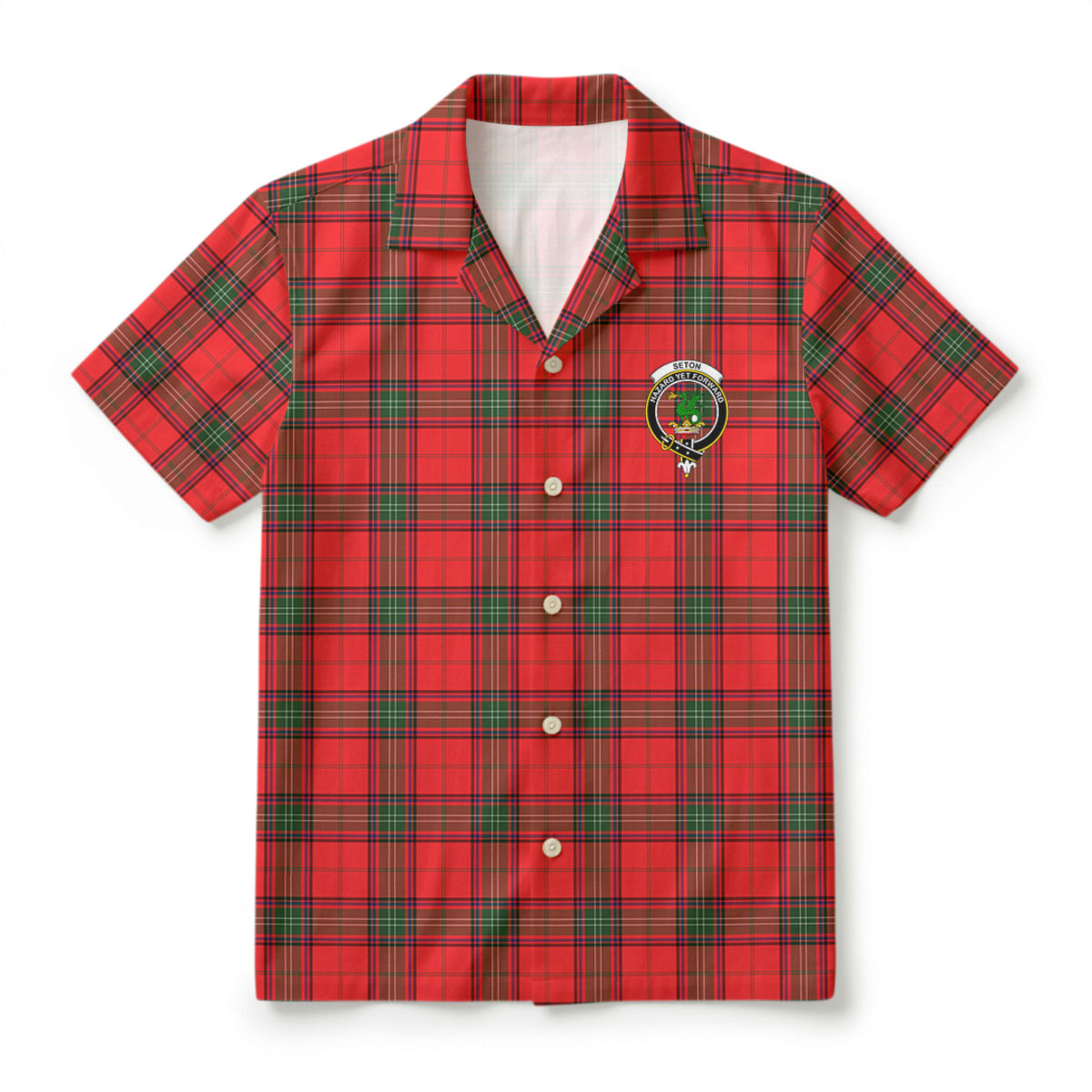 Seton Modern Tartan Crest Hawaiian Shirt
