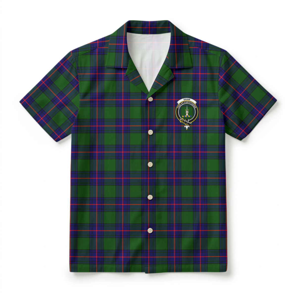 Shaw Modern Tartan Crest Hawaiian Shirt