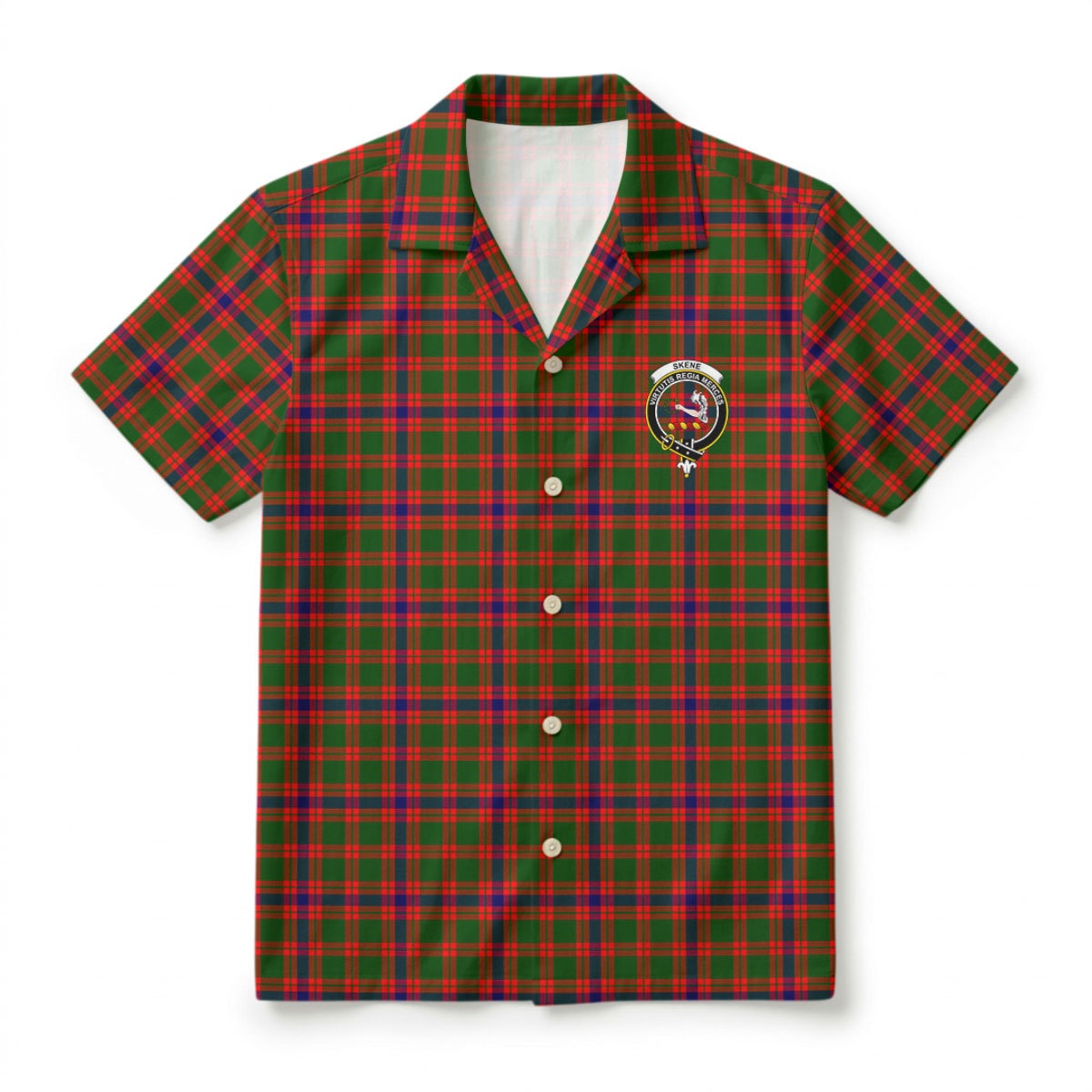 Skene Modern Tartan Crest Hawaiian Shirt