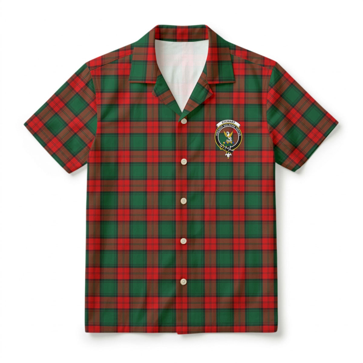 Stewart Atholl Modern Tartan Crest Hawaiian Shirt
