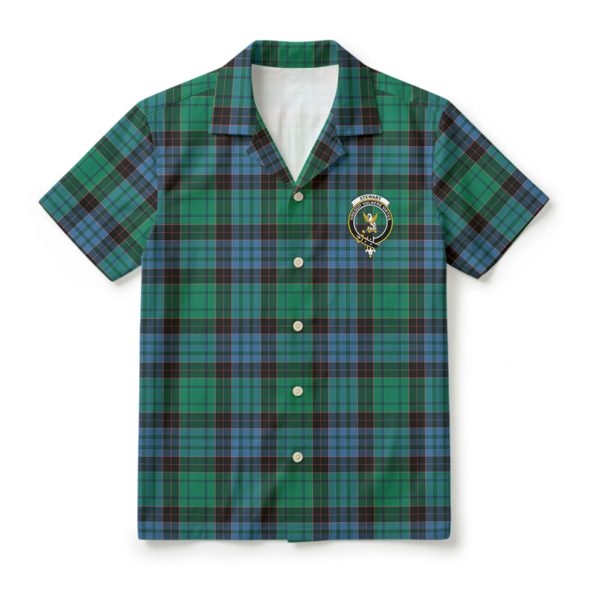 Stewart Old Ancient Tartan Crest Hawaiian Shirt