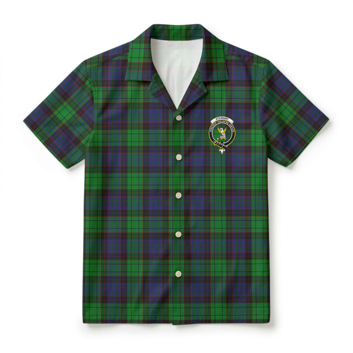 Stewart Old Modern Tartan Crest Hawaiian Shirt