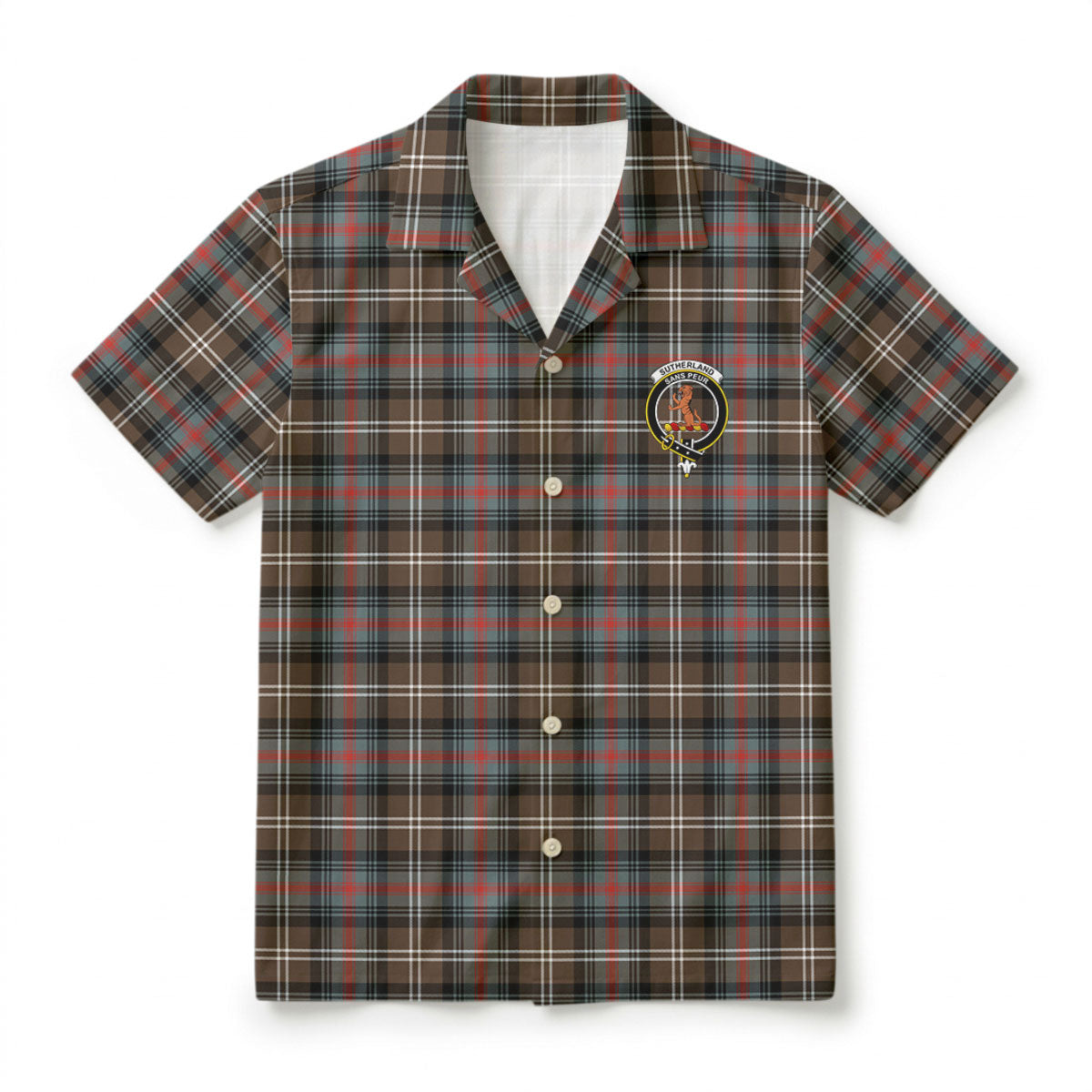 Sutherland Weathered Tartan Crest Hawaiian Shirt