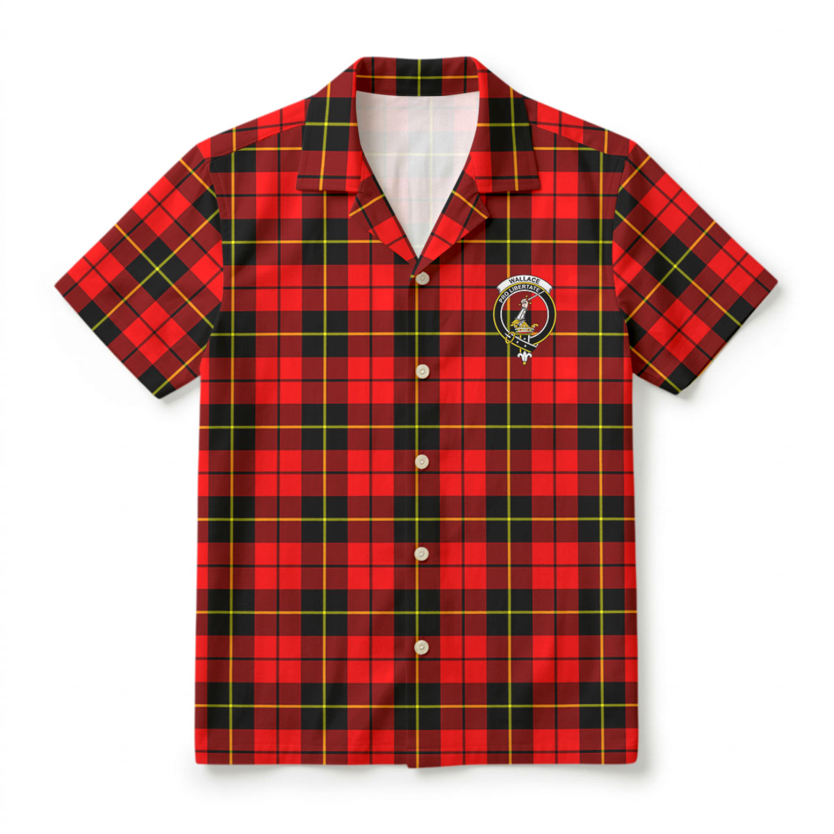 Wallace Hunting Red Tartan Crest Hawaiian Shirt